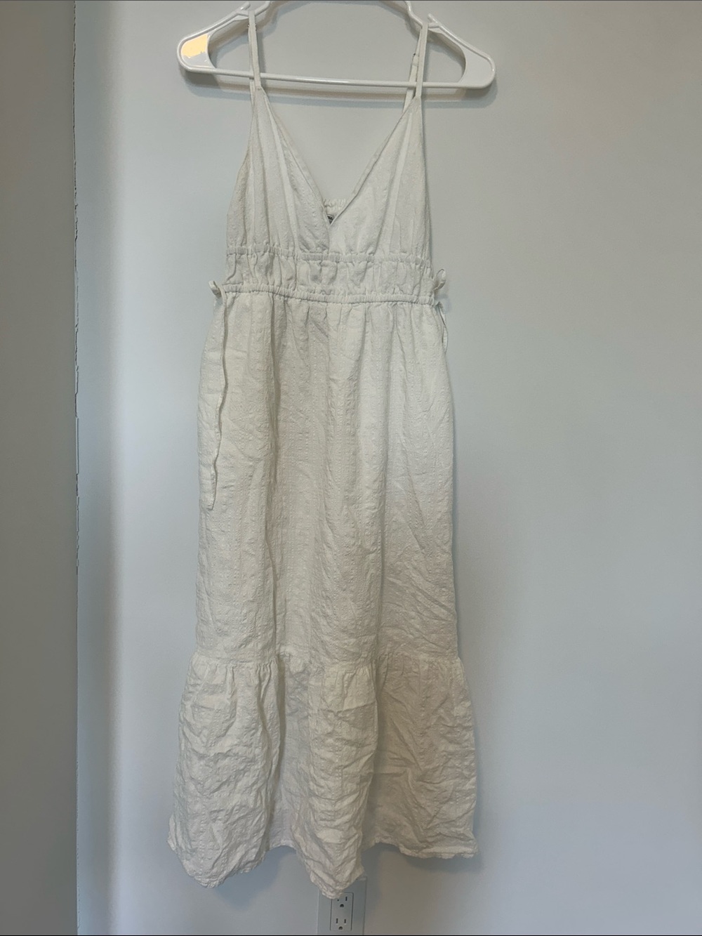 White Maxi Sundress with V-Neck and Adjustable Straps